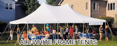 all white frame tents
